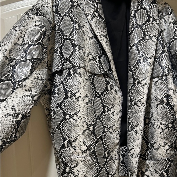 LPA Black and White Snake Print Bomber Jacket - Picture 3 of 6